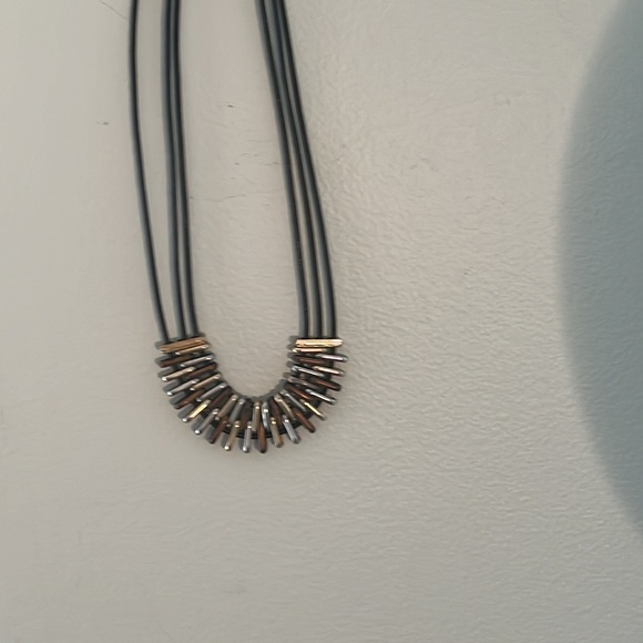 Necklace Metal and waxed cord copper, bronze and silver  tone - Picture 4 of 5
